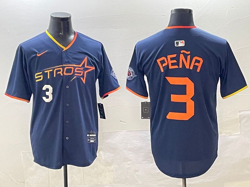 Men Houston Astros 3 Pena Drak Blue Three generations Joint Name 2025 Nike MLB Jersey style 4